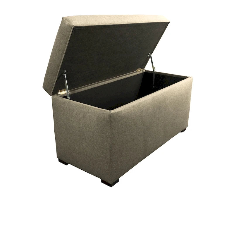 Banc de rangement capitonné kaki et marron selle