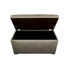 Banc de rangement capitonné kaki et marron selle