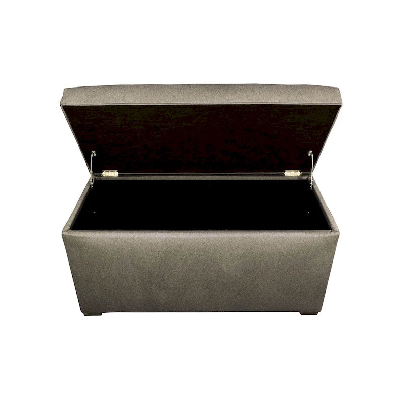 Banc de rangement capitonné kaki et marron selle