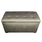 Banc de rangement capitonné kaki et marron selle