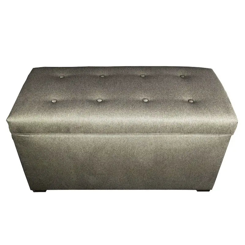 Banc de rangement capitonné kaki et marron selle