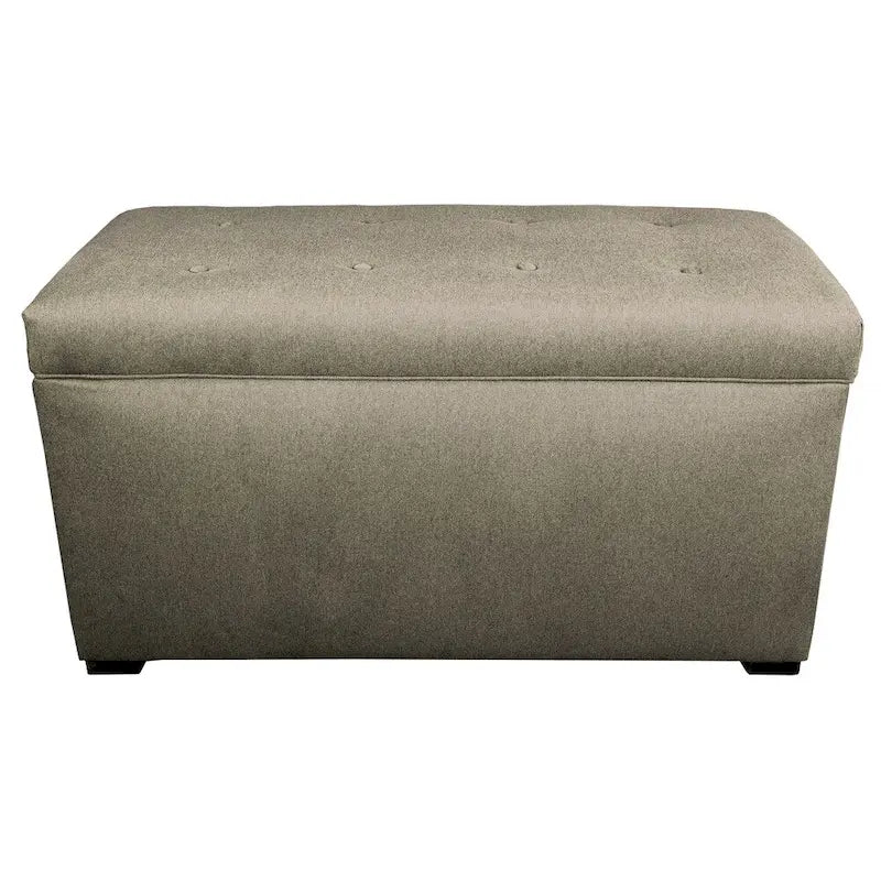 Banc de rangement capitonné kaki et marron selle