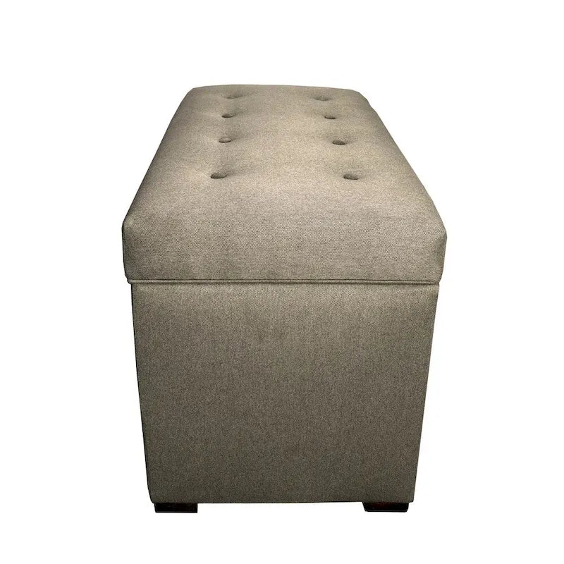 Banc de rangement capitonné kaki et marron selle