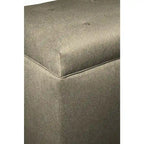 Banc de rangement capitonné kaki et marron selle