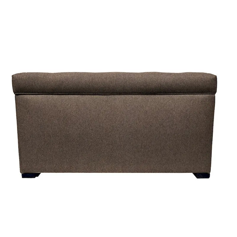 Banc de rangement capitonné kaki et marron selle