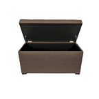 Banc de rangement capitonné kaki et marron selle