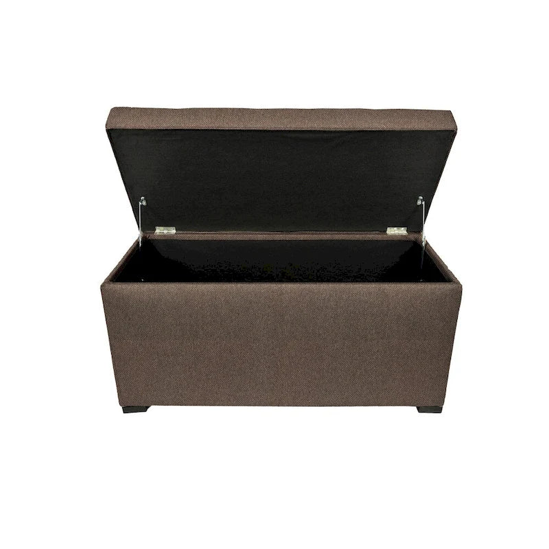 Banc de rangement capitonné kaki et marron selle