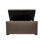 Banc de rangement capitonné kaki et marron selle