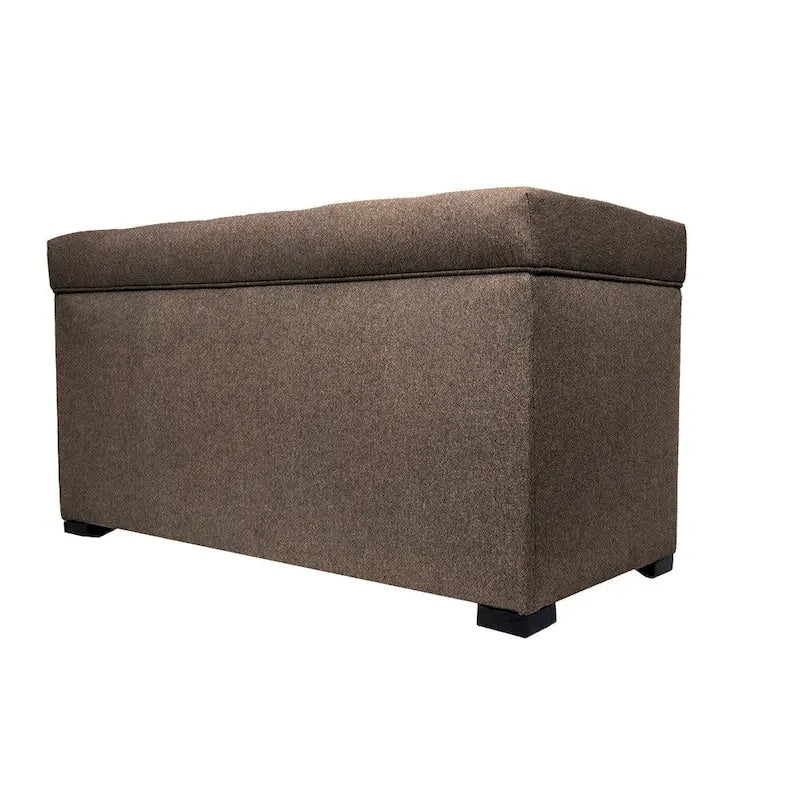 Banc de rangement capitonné kaki et marron selle