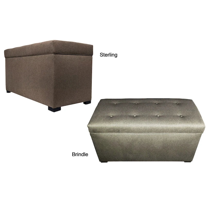 Banc de rangement capitonné kaki et marron selle