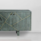 Dane River of Goods Grey and Gold-Colored Wood Cabinet with Metal Hardware - 54 x 13 x 20