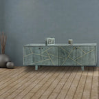 Meuble en bois gris et doré à 4 portes – 1 personne – 54"×13"×20"