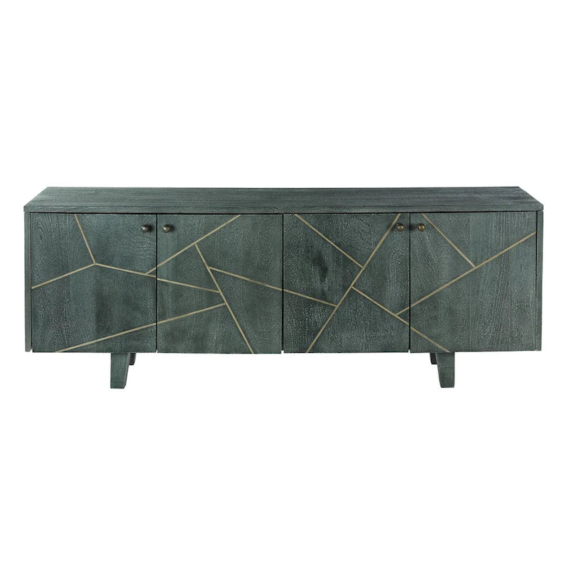 Meuble en bois gris et doré à 4 portes – 1 personne – 54"×13"×20"