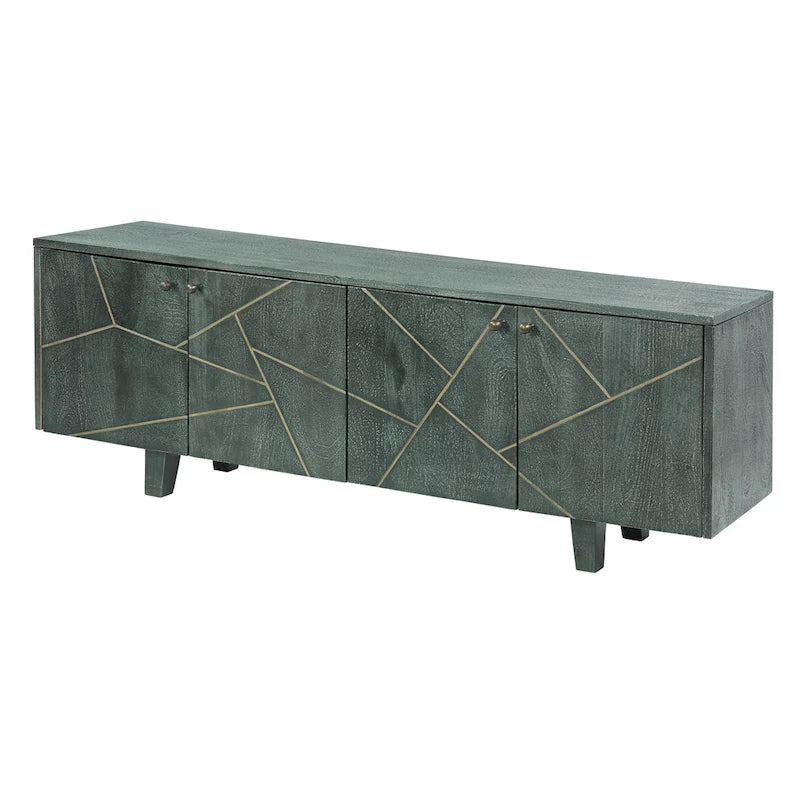 Meuble en bois gris et doré à 4 portes – 1 personne – 54"×13"×20"