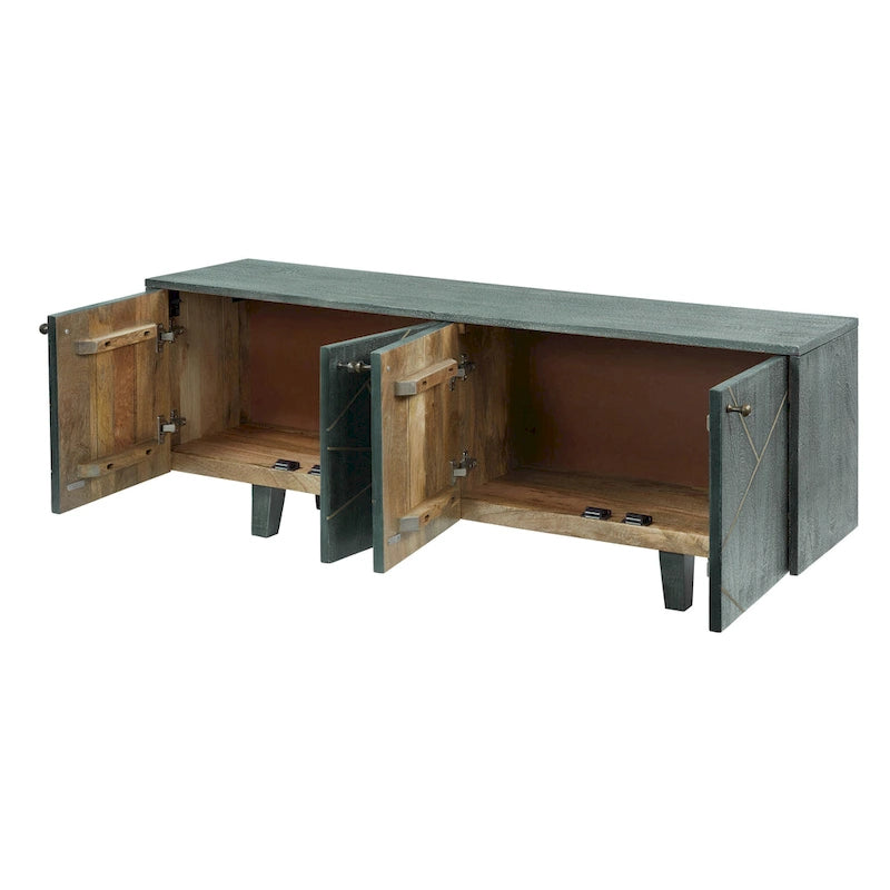Meuble en bois gris et doré à 4 portes – 1 personne – 54"×13"×20"