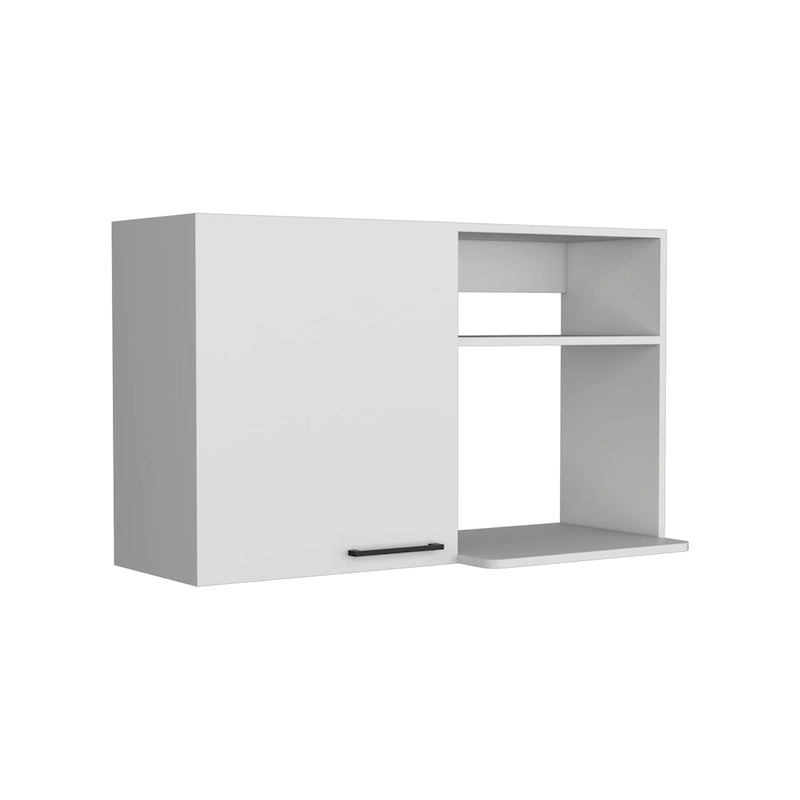 Meuble Haut avec 1 Porte et Étagères Ouvertes, Blanc ou Noir