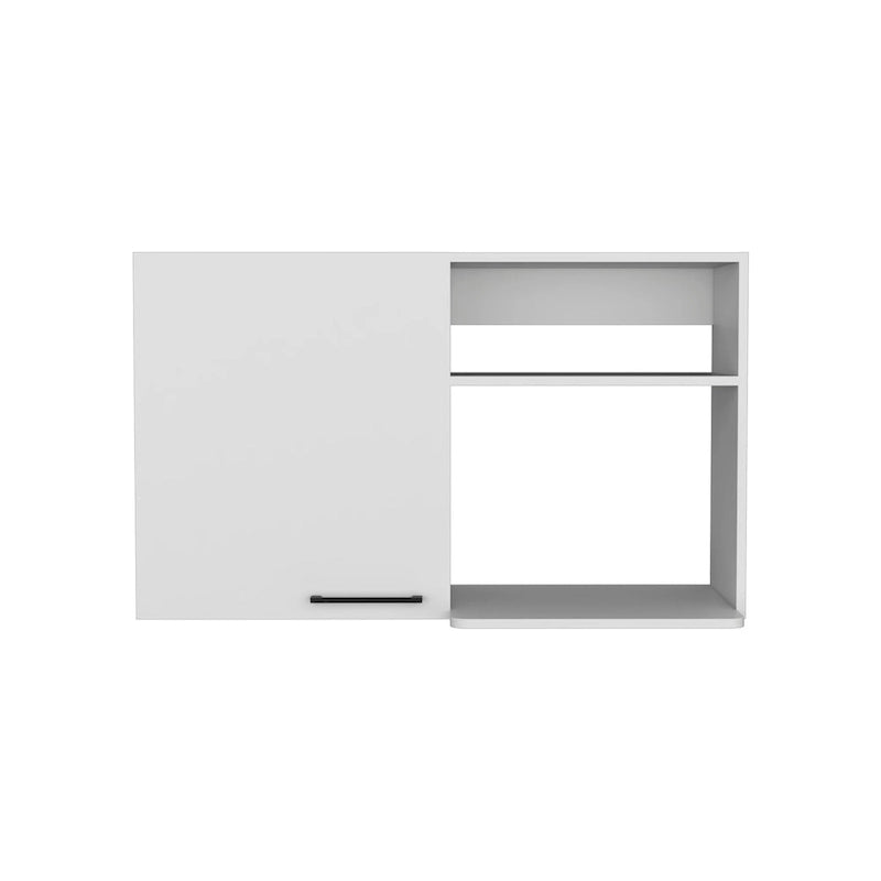 Meuble Haut avec 1 Porte et Étagères Ouvertes, Blanc ou Noir