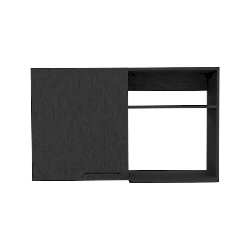 Meuble Haut avec 1 Porte et Étagères Ouvertes, Blanc ou Noir