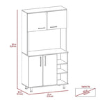 Meuble de garde-manger de cuisine noir/blanc avec 2 armoires supérieures, 3 étagères ouvertes et un rangement à double porte