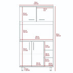 Meuble de garde-manger de cuisine noir/blanc avec 2 armoires supérieures, 3 étagères ouvertes et un rangement à double porte