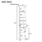 Armoire de rangement haute blanche, finition bois, 2 tiroirs et 1 porte