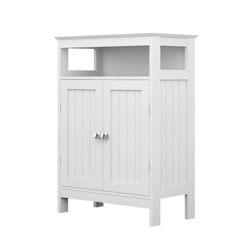 Meuble de Rangement de Salle de Bain Autonome à Double Porte Blanc, 1 personne