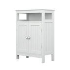 Meuble de Rangement de Salle de Bain Autonome à Double Porte Blanc, 1 personne