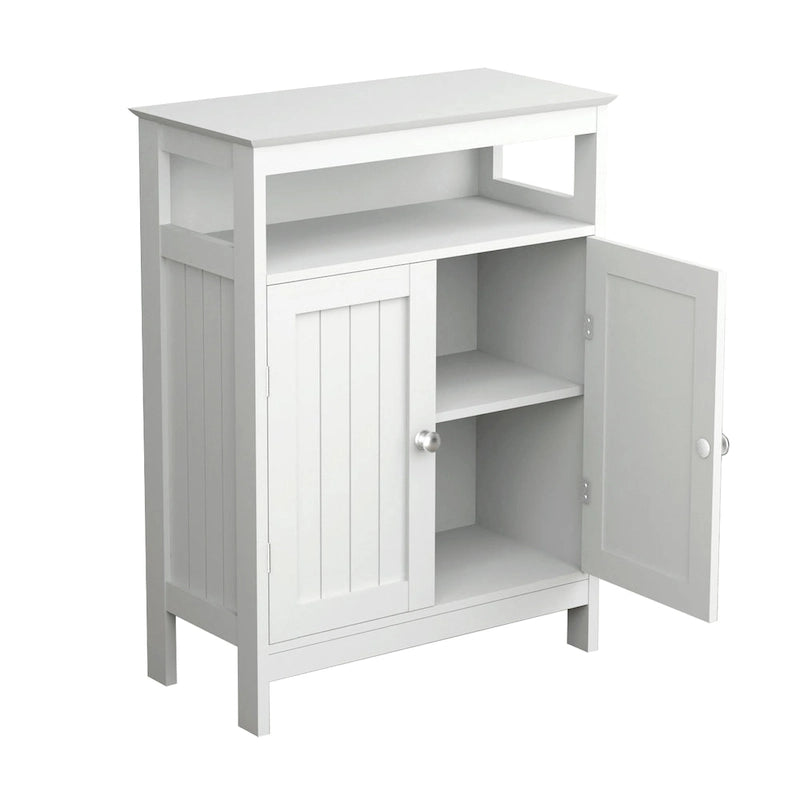 Meuble de Rangement de Salle de Bain Autonome à Double Porte Blanc, 1 personne