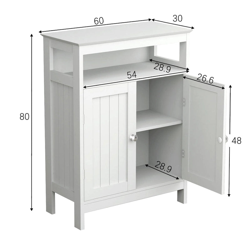 Meuble de Rangement de Salle de Bain Autonome à Double Porte Blanc, 1 personne