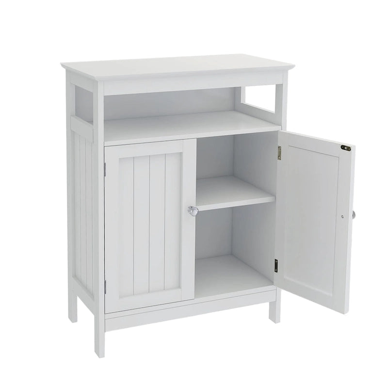 Meuble de Rangement de Salle de Bain Autonome à Double Porte Blanc, 1 personne