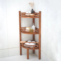 Étagère d'angle en teck teinté marron, 3 tablettes