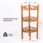 Étagère d'angle en teck teinté marron, 3 tablettes