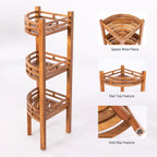 Étagère d'angle en teck teinté marron, 3 tablettes