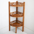 Étagère d'angle en teck teinté marron, 3 tablettes