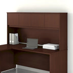 Haut de bureau à 4 portes blanc, unité de rangement supérieure de 183 cm de large pour un seul utilisateur