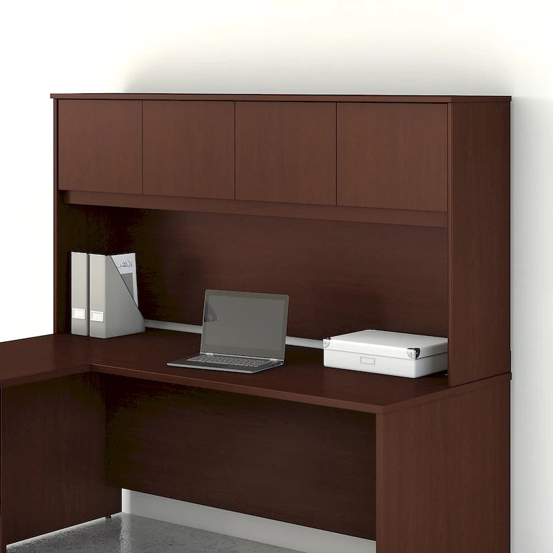Haut de bureau à 4 portes blanc, unité de rangement supérieure de 183 cm de large pour un seul utilisateur