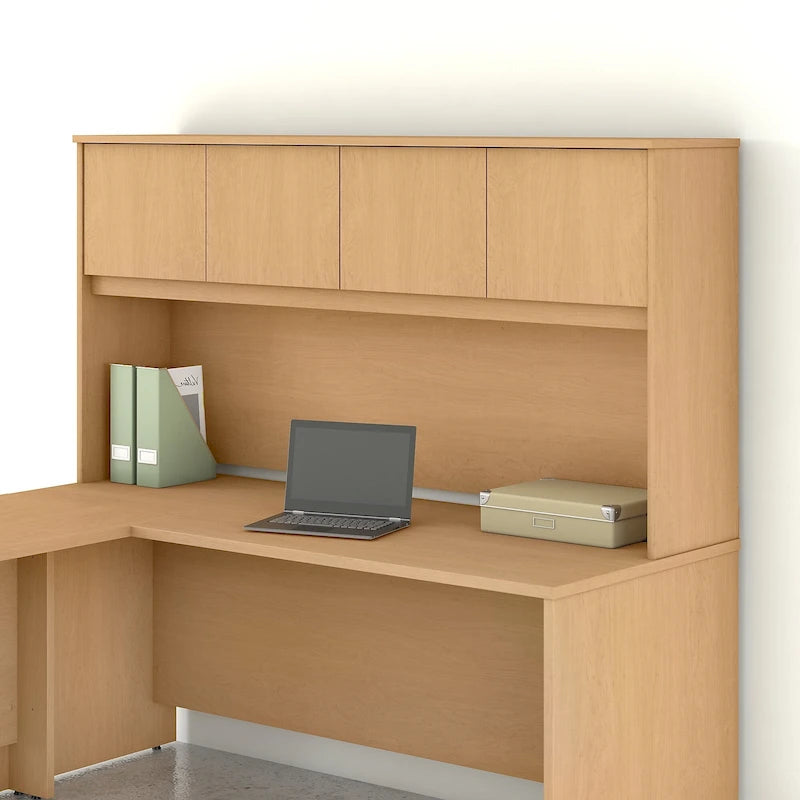 Haut de bureau à 4 portes blanc, unité de rangement supérieure de 183 cm de large pour un seul utilisateur