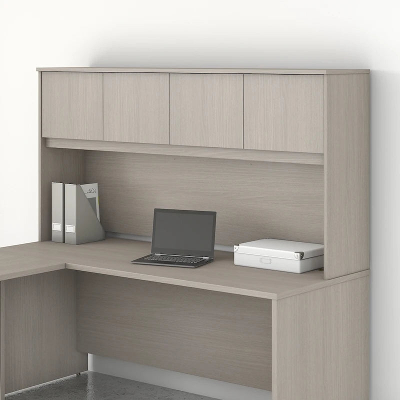 Haut de bureau à 4 portes blanc, unité de rangement supérieure de 183 cm de large pour un seul utilisateur