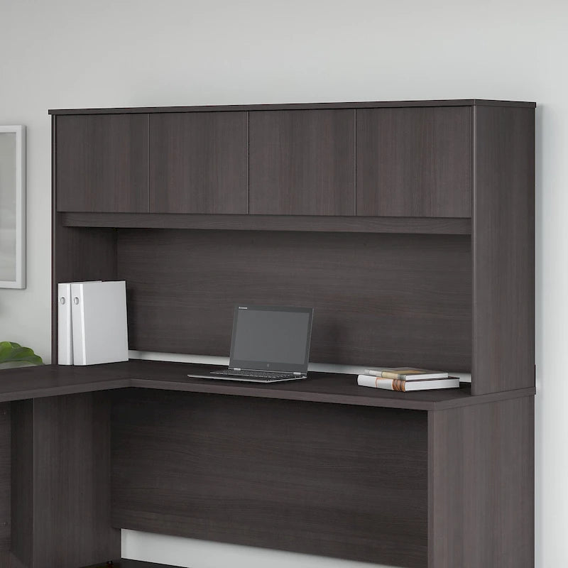 Haut de bureau à 4 portes blanc, unité de rangement supérieure de 183 cm de large pour un seul utilisateur