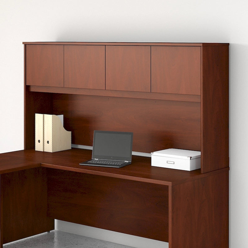 Haut de bureau à 4 portes blanc, unité de rangement supérieure de 183 cm de large pour un seul utilisateur