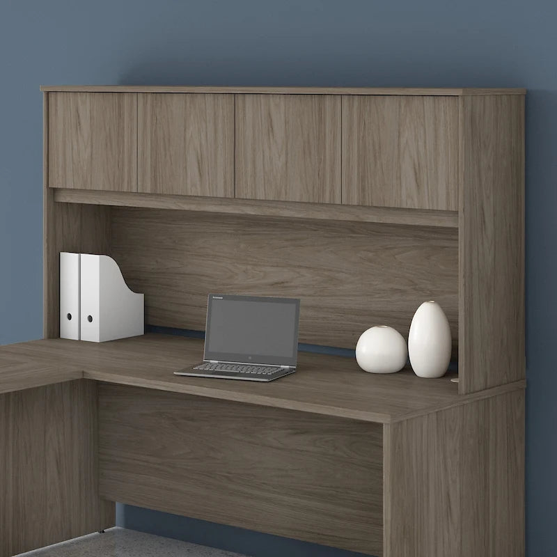 Haut de bureau à 4 portes blanc, unité de rangement supérieure de 183 cm de large pour un seul utilisateur