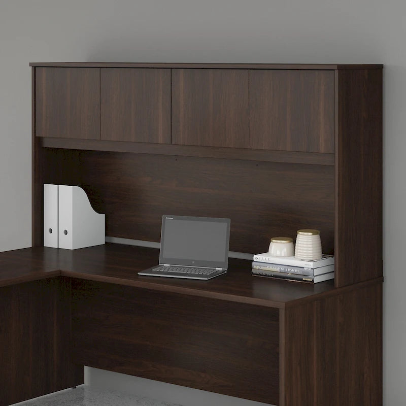 Haut de bureau à 4 portes blanc, unité de rangement supérieure de 183 cm de large pour un seul utilisateur