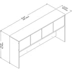 Haut de bureau à 4 portes blanc, unité de rangement supérieure de 183 cm de large pour un seul utilisateur