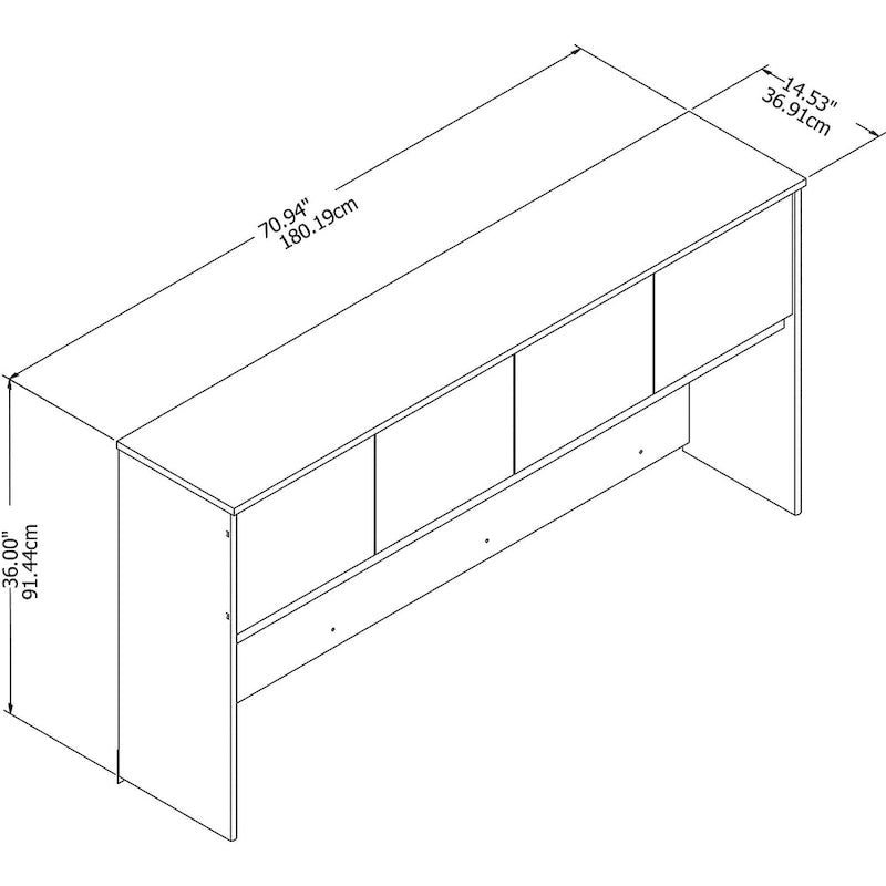 Haut de bureau à 4 portes blanc, unité de rangement supérieure de 183 cm de large pour un seul utilisateur