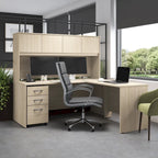 Haut de bureau à 4 portes blanc, unité de rangement supérieure de 183 cm de large pour un seul utilisateur