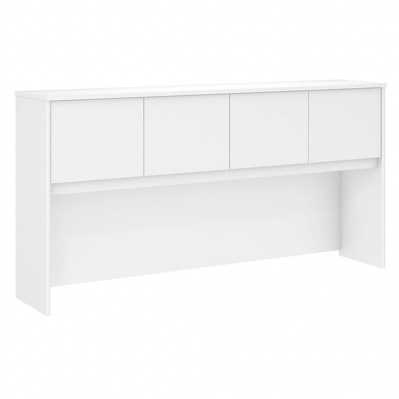 Haut de bureau à 4 portes blanc, unité de rangement supérieure de 183 cm de large pour un seul utilisateur