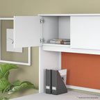 Haut de bureau à 4 portes blanc, unité de rangement supérieure de 183 cm de large pour un seul utilisateur