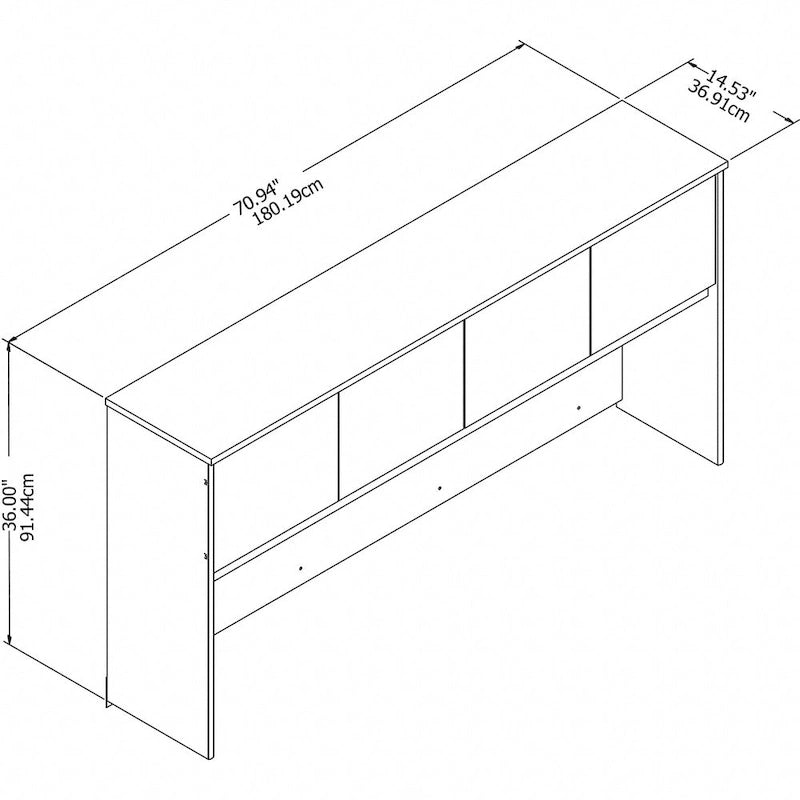 Haut de bureau à 4 portes blanc, unité de rangement supérieure de 183 cm de large pour un seul utilisateur