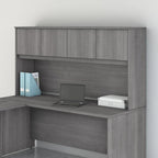 Haut de bureau à 4 portes blanc, unité de rangement supérieure de 183 cm de large pour un seul utilisateur