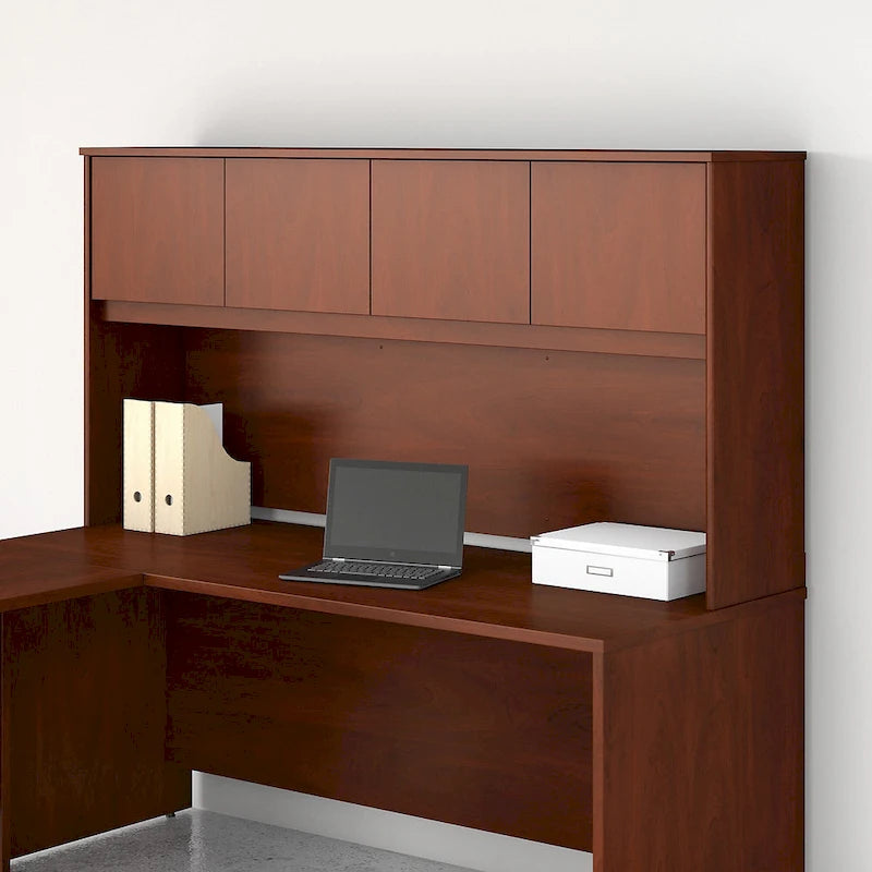 Haut de bureau à 4 portes blanc, unité de rangement supérieure de 183 cm de large pour un seul utilisateur